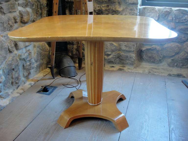 Square Danish Side Table with wood inlay.