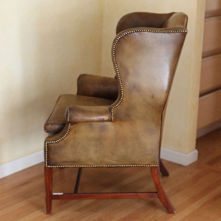 Mid-20th Century Leather Wingback Chair