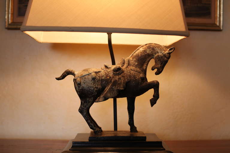 Lamp with Vintage Horse Sculpture Base 1