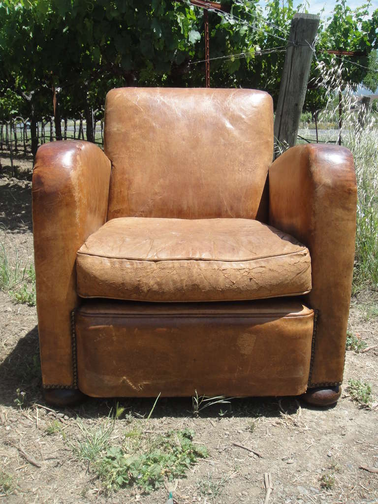 Mid-20th Century Leather Armchair Set