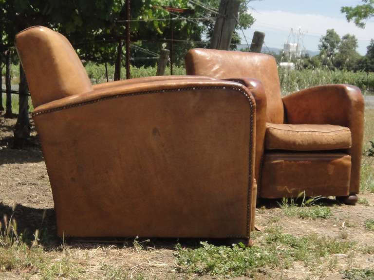 Leather Armchair Set In Good Condition In Napa, CA