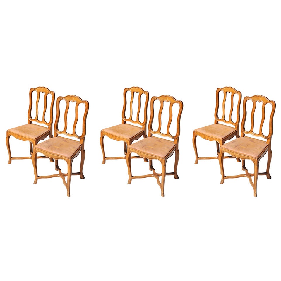 Beechwood Dining Chair Set, c. 1940's For Sale