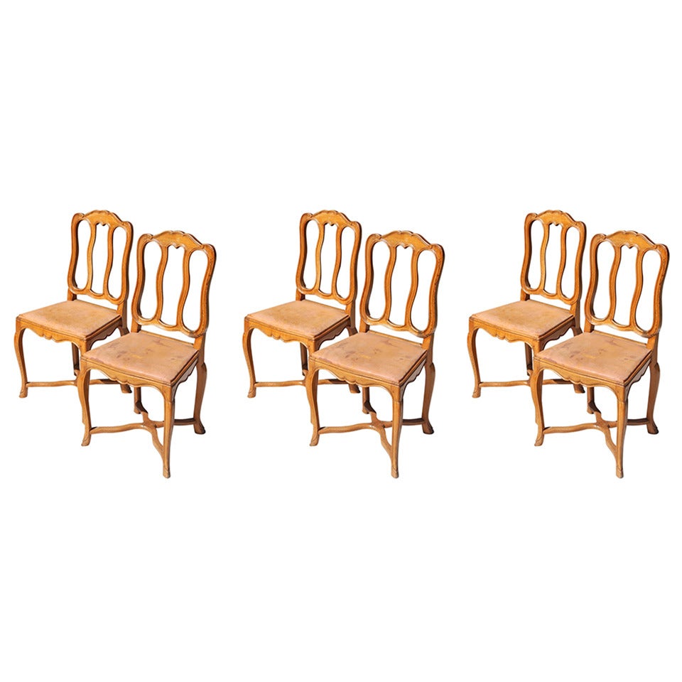 Ensemble de chaises de salle à manger en hêtre, vers les années 1940