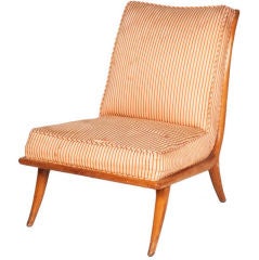 Vintage Mahogany T.H. Robsjohn Gibbings Slipper Chair, c.1960