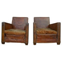 Pair of Leather Club Chairs 9