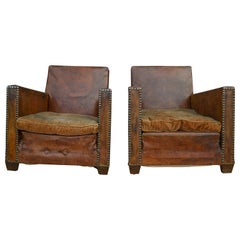 Vintage Pair of Leather Club Chairs