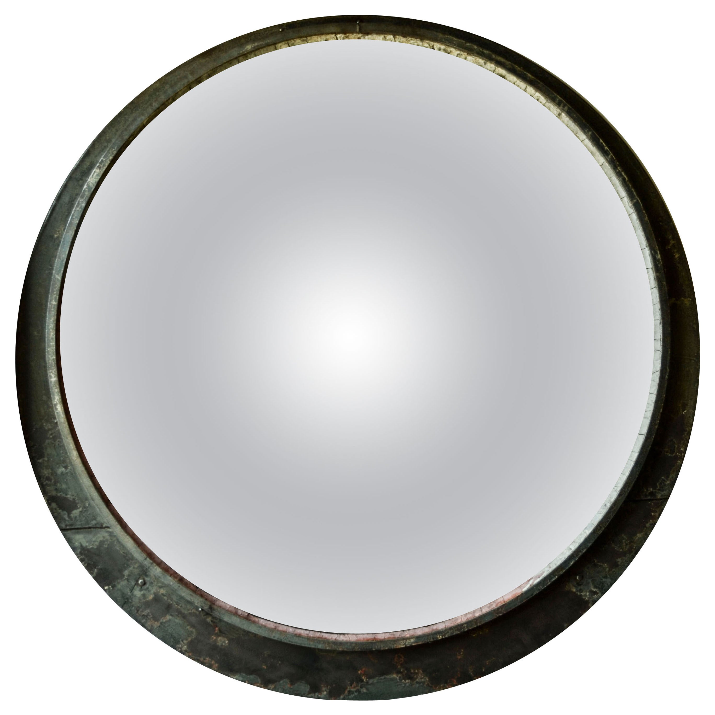 Vintage Round Monumental Train Mirror, c. 19th Century For Sale