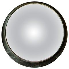 Vintage Round Monumental Train Mirror, c. 19th Century
