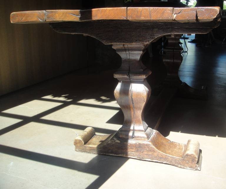 French Walnut Trestle Table For Sale