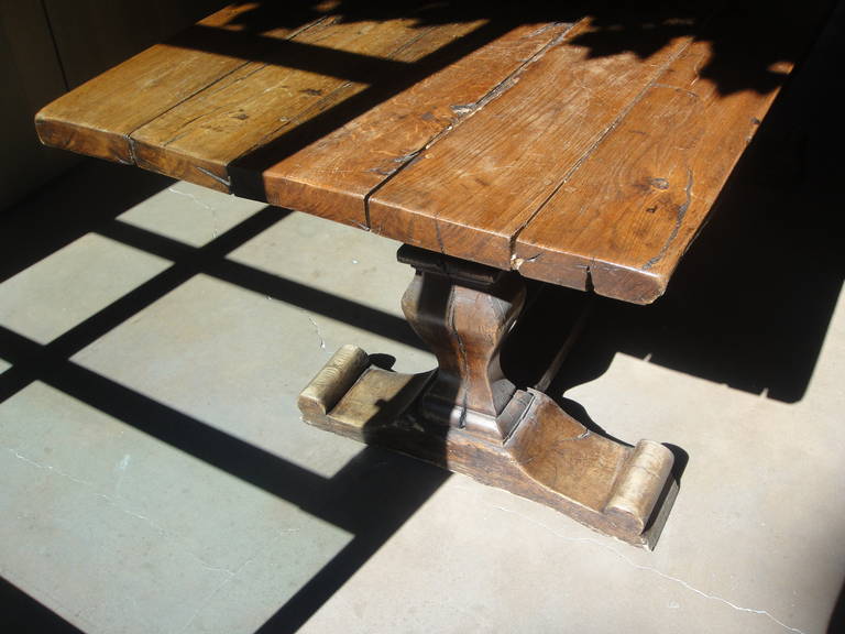 Walnut Trestle Table In Good Condition For Sale In Napa, CA