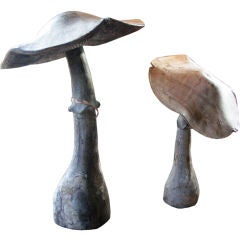 Vintage Carved Oak Mushrooms