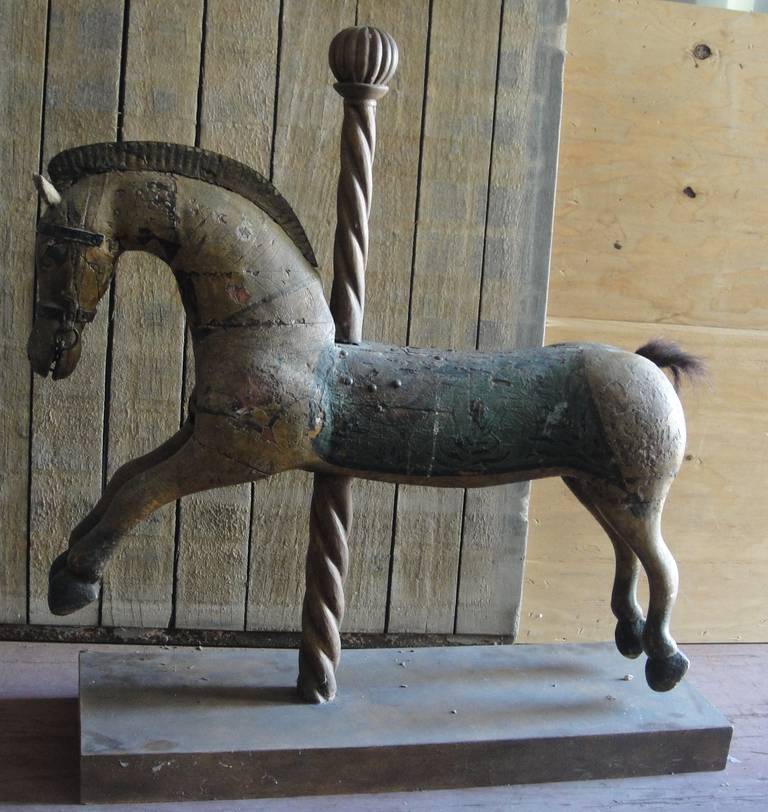 Vintage Carousel Horse believed to be from the 18th century with wonderful worn distress finish.

