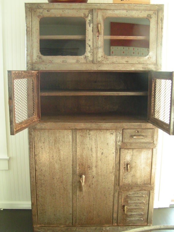 20th Century Vintage Metal Storage Cabinet, c. 1920's
