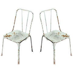 White Vintage French Garden Chairs, c. 1930's 6