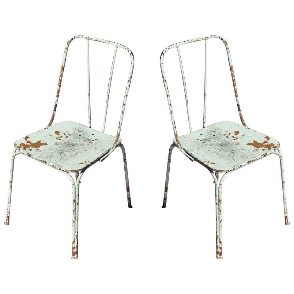 White Vintage French Garden Chairs, c. 1930's
