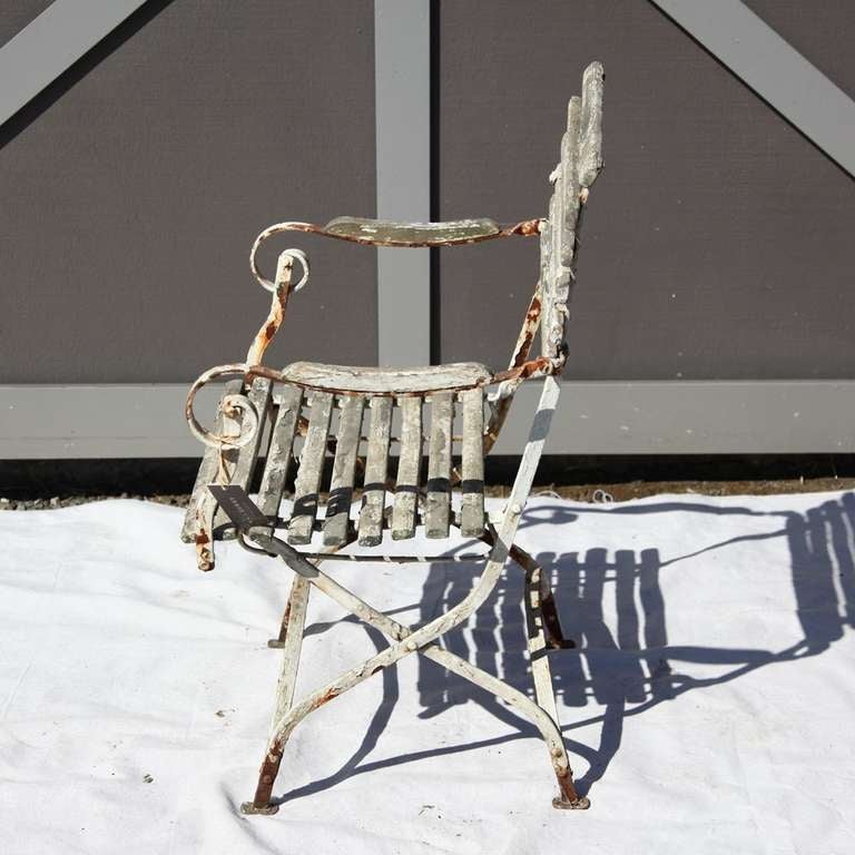 French Pair of Slated Garden Chairs, c. 1880 For Sale