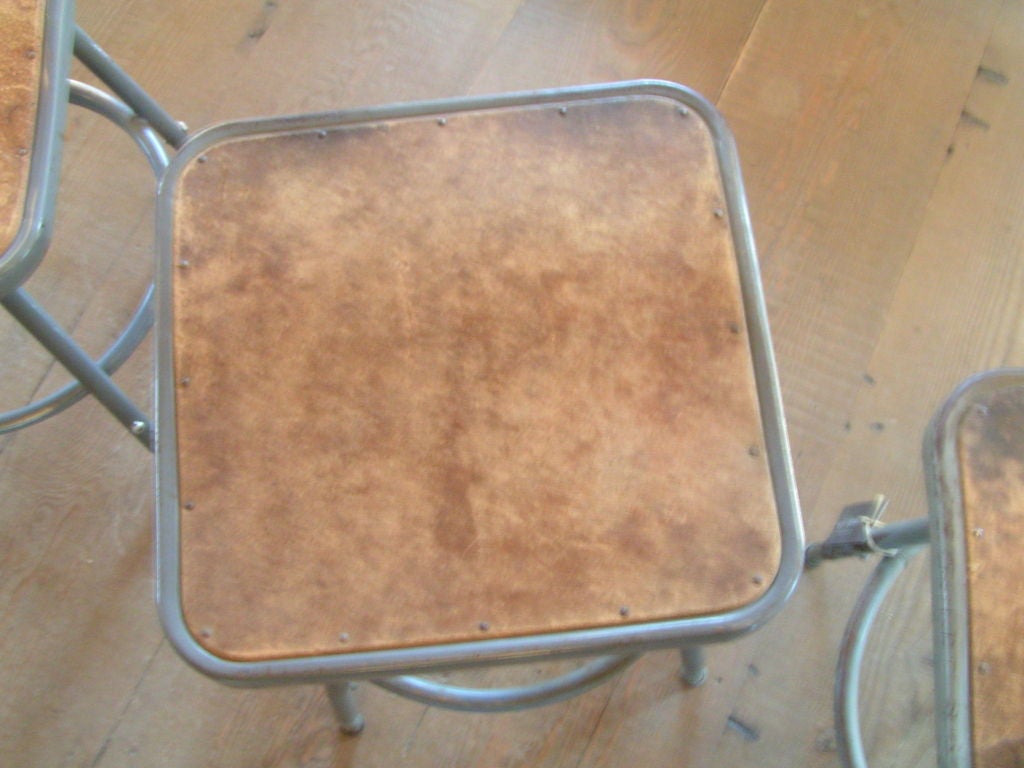 Mid-20th Century Royal Industrial Metal Stool Set For Sale