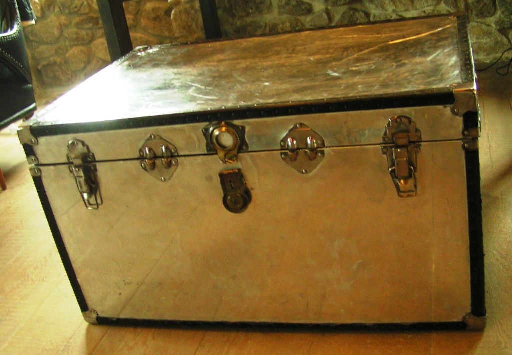 Large Vinatge Aluminum Trunk
