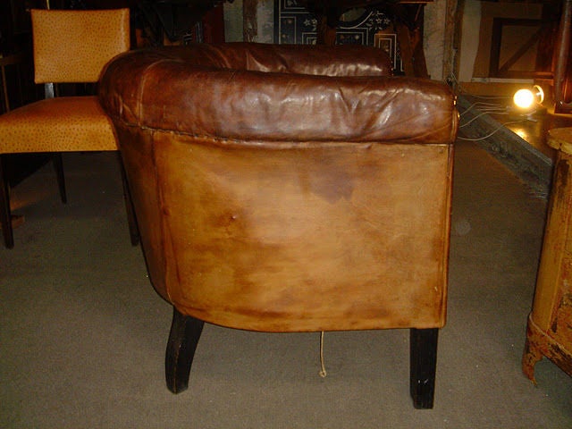Pair of Vintage Leather Club Chairs,  circa 1920 4