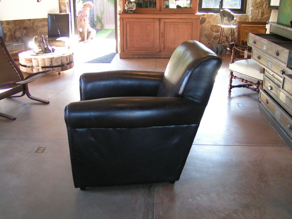 M. Gold Leather Club Chair In Good Condition For Sale In Napa, CA