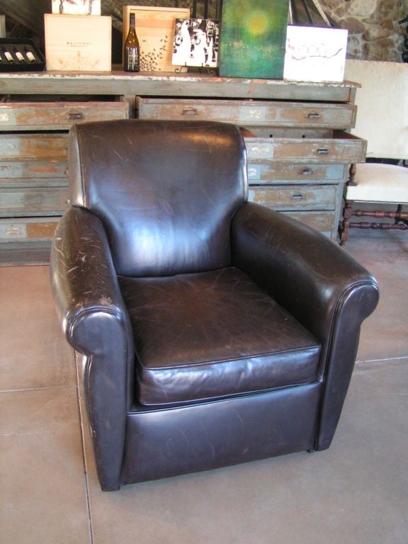 M. Gold Leather Club Chair For Sale 3