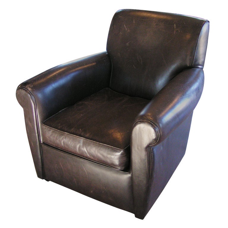 M. Gold Leather Club Chair For Sale