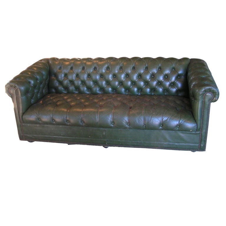 Green Tufted Chesterfield Sofa For Sale at 1stDibs
