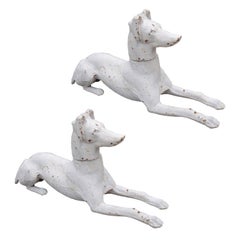 Set of Two Victorian Cast Iron Whippets, c. Late 19th Century