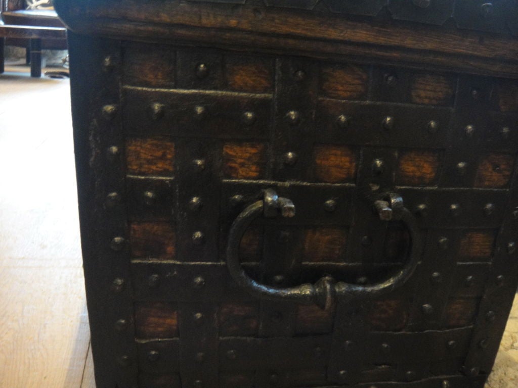 German Baroque Iron Mounted Coffer/Strongbox 1