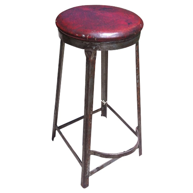 Vintage Industrial Red Top Stool from Royal Metal Co. at 1stDibs red