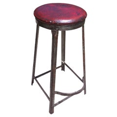 Vintage Industrial Red Top Stool from Royal Metal Co. 