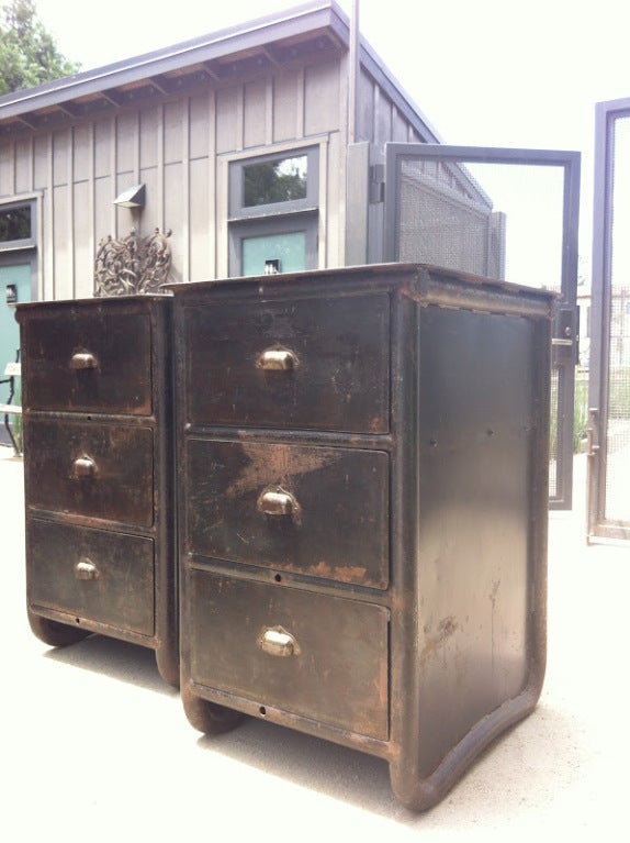 French Pair of Vintage Steel Drawers, c. 19th Century For Sale