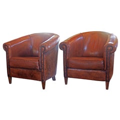 Vintage Antwerp Leather Club Chair Set