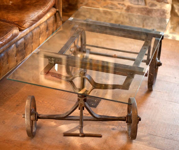 Industrial Work Cart with Glass Top