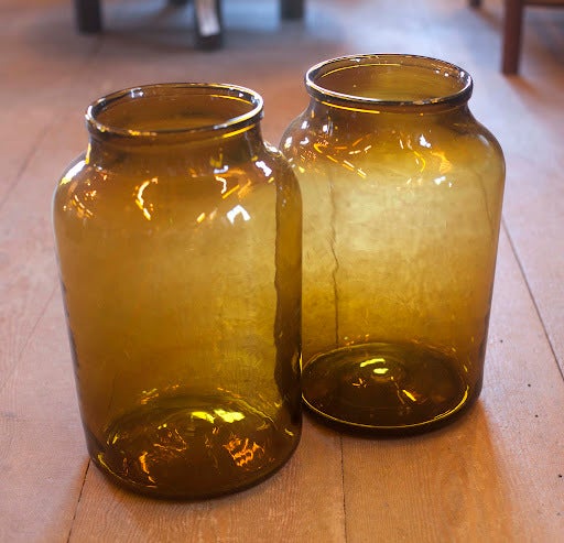 turquoise glass jars