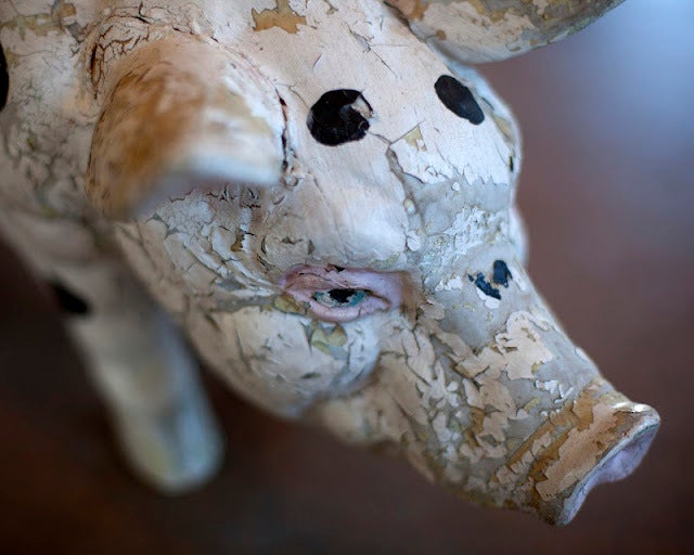 Hand-Painted Plaster Pig