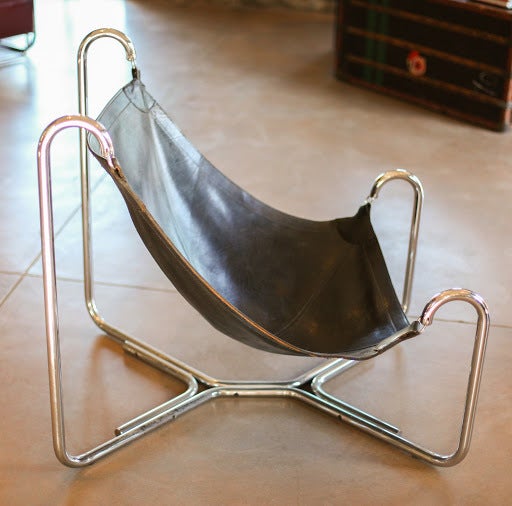 "Baffo" chair by Busnelli. Designed by Gianni Pareschi and Ezio Didone in 1969. Chrome polished metal and black stitched leather. This chair is from the original edition, not the 2007 reissue.

