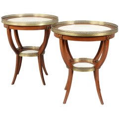 Pair of Jansen Marble Top Stands