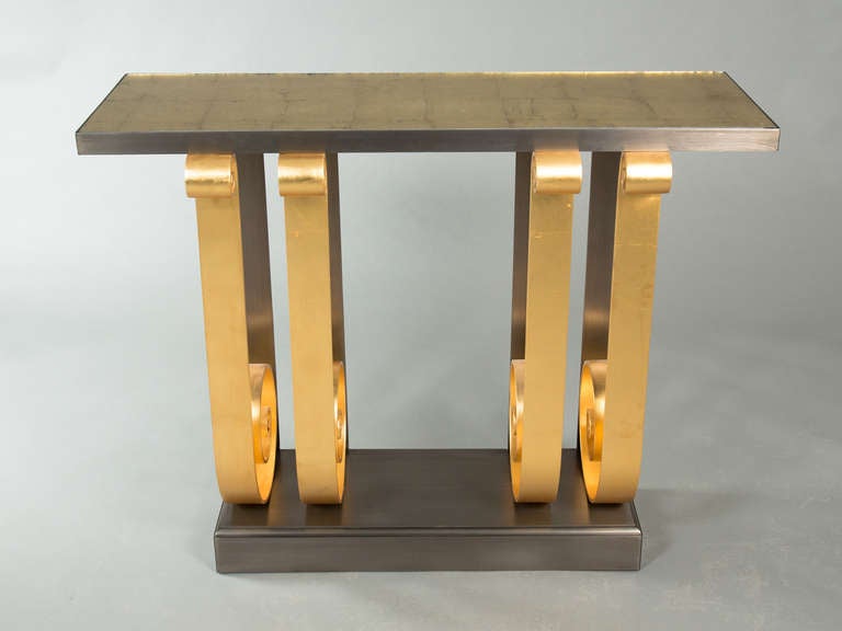 Art Deco Metal Deco Look Console For Sale