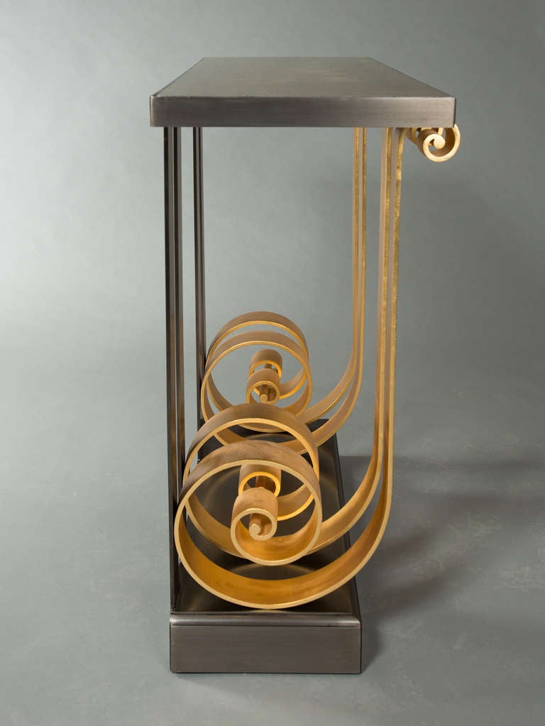 Gilt Metal Deco Look Console For Sale