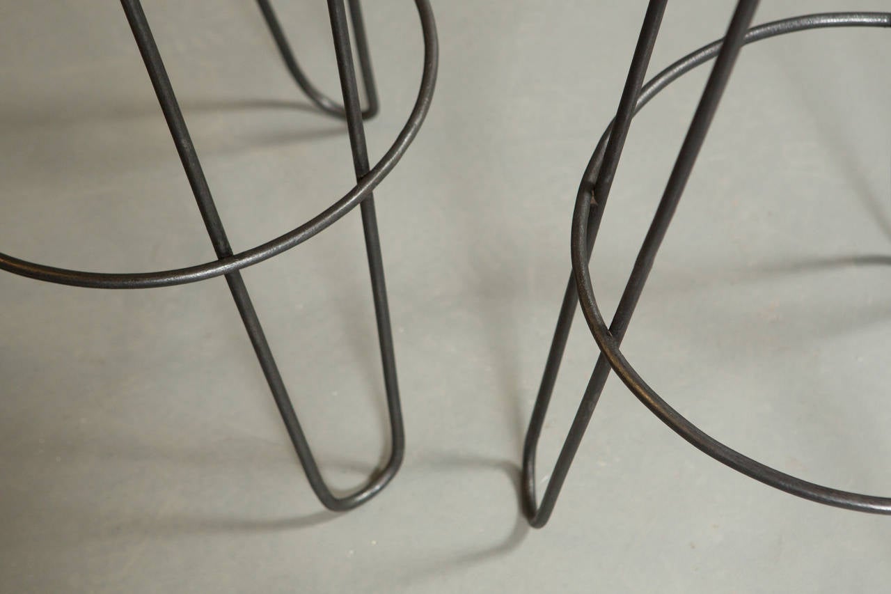 Pair of 1960s Industrial Stools with Cork Tops In Good Condition For Sale In New York, NY