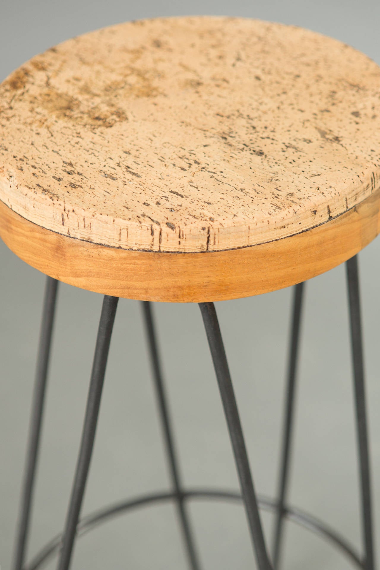 Pair of 1960s Industrial Stools with Cork Tops For Sale 3