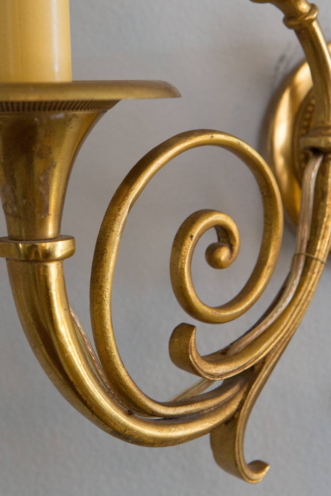 Mid-20th Century Pair of Two-Arm Empire Style Wall Sconces