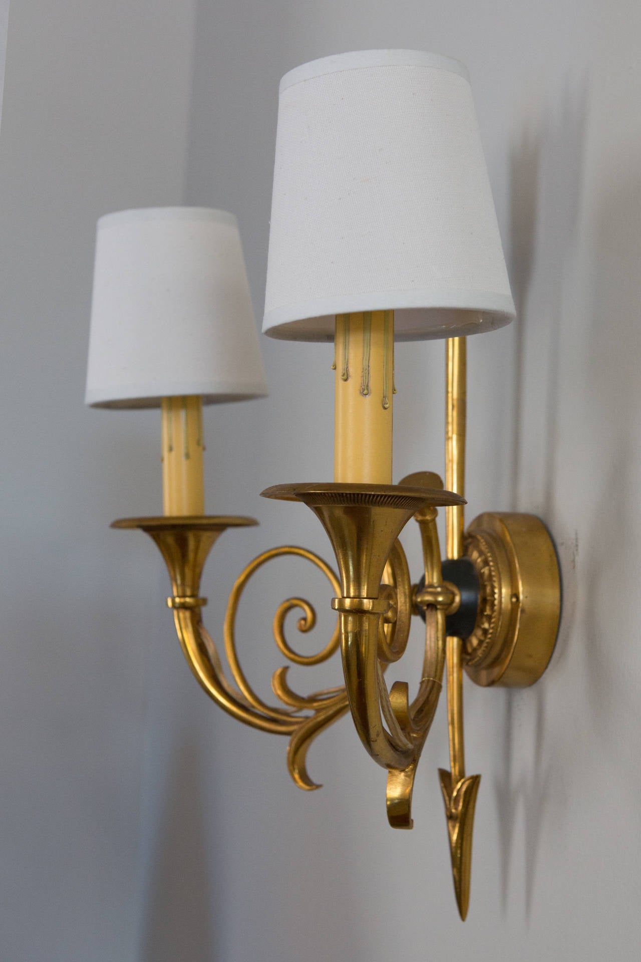 French Pair of Two-Arm Empire Style Wall Sconces