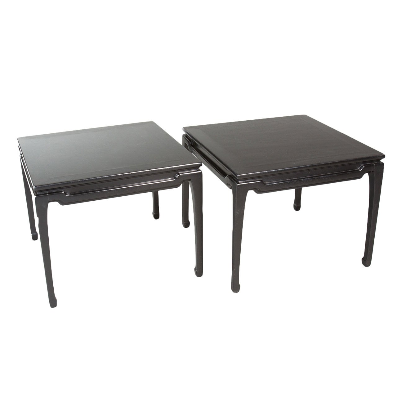 Pair of Black Lacquered Occasional Tables