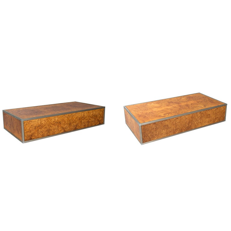 Pair of Mid-Century Burl Wood Coffee Tables