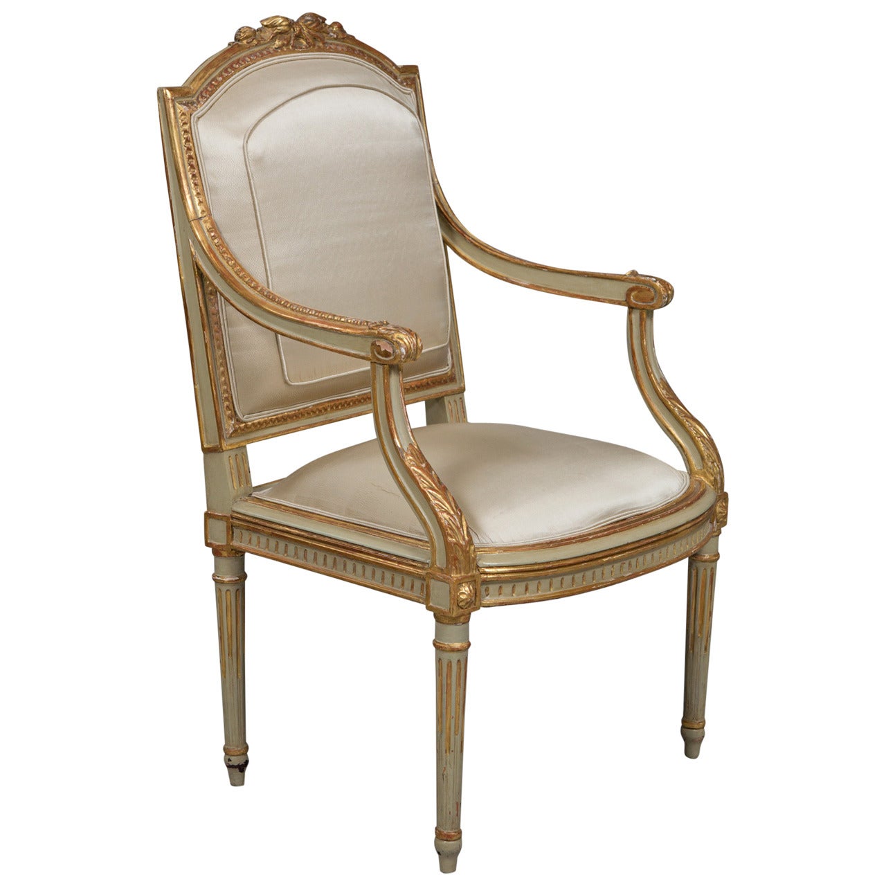 Louis XVI Style Parcel Gilt Armchair