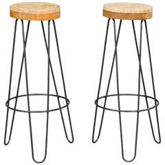 Pair of 1960s Industrial Stools with Cork Tops 5