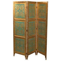 Vintage 1950s Paint and Gilt Screen