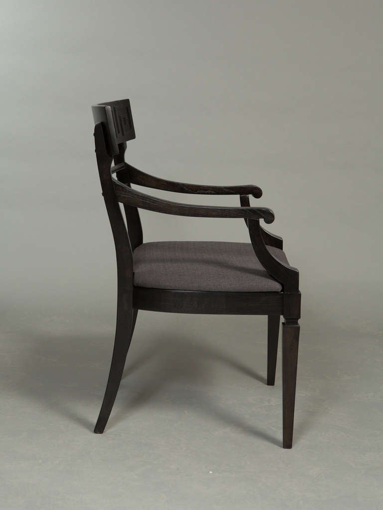 Ebonized Klismos Dining Chairs In Excellent Condition For Sale In New York, NY
